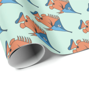 Cute Tecknad Fish Presentpapper