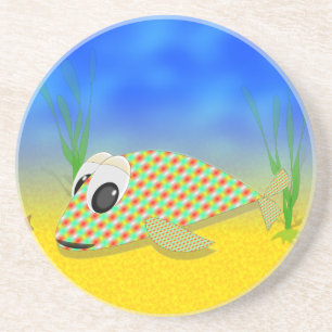 Cute Tecknad Fish Underlägg Sandsten