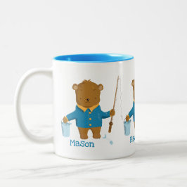 Cute Tecknad Fishing Brown Bear Kid Mugg