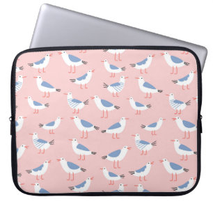Cute Tecknad Fiskmås Sömlös Mönster Laptop Fodral