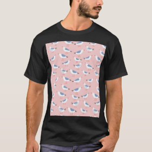 Cute Tecknad Fiskmås Sömlös Mönster T Shirt