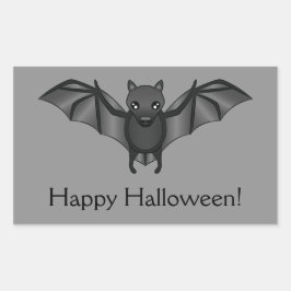 Cute Tecknad Fladdermus med Happy halloween Rektangulärt Klistermärke