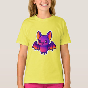 Cute Tecknad Fladdermus med Vibrant Lila Vingar oc T Shirt