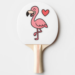 Cute Tecknad Flamingo Sticker med hjärta Pingisracket