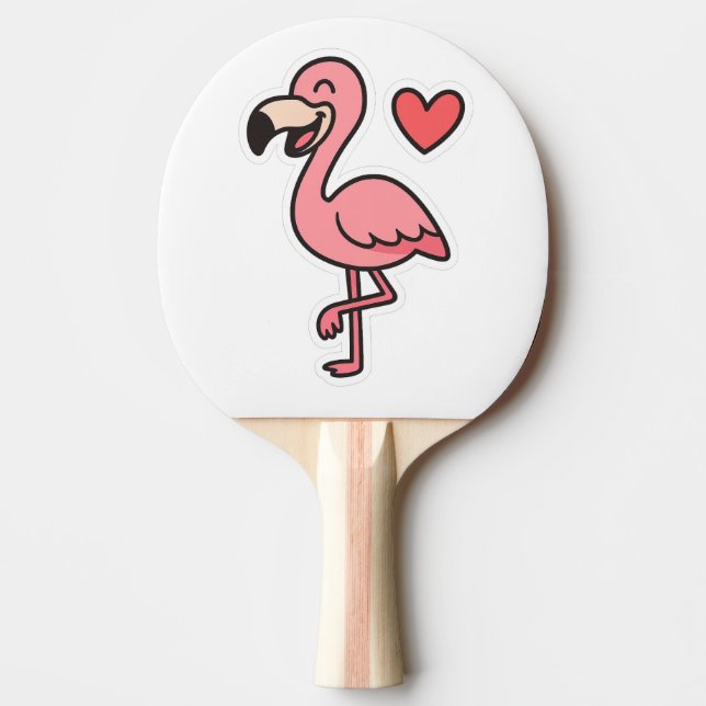 Cute Tecknad Flamingo Sticker med hjärta Pingisracket (Framsidan)