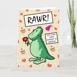 Cute Tecknad Flower Dinosaur Roar Grattis på födel Kort