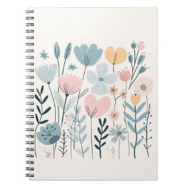 Cute Tecknad Flowers Watercolor Blommigt Hand Draw Anteckningsbok