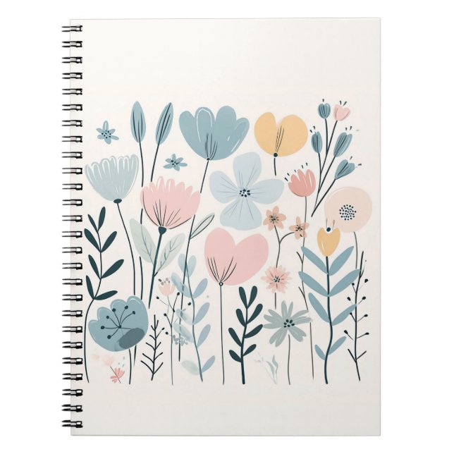 Cute Tecknad Flowers Watercolor Blommigt Hand Draw Anteckningsbok (Framsidan)
