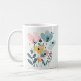 Cute Tecknad Flowers Watercolor Blommigt Hand Draw Kaffemugg