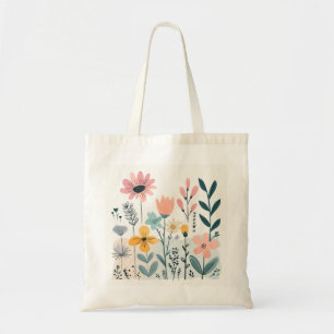 Cute Tecknad Flowers Watercolor Blommigt Hand Draw Tygkasse