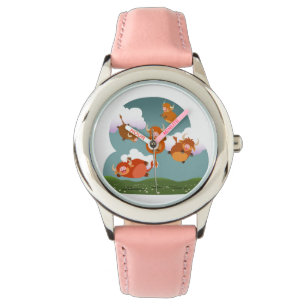 Cute-Tecknad Flyter höglandsköksbevakning Armbandsur