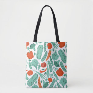Cute Tecknad Food: Vibrant Vegetables Mönster Tygkasse
