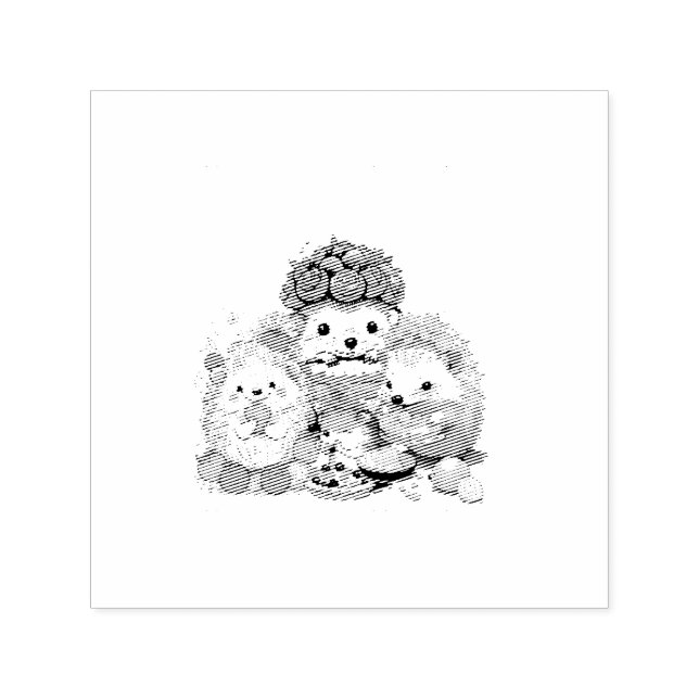 Cute Tecknad för barn Hedgehogs och Paj Självfärgande Stämpel (Design)