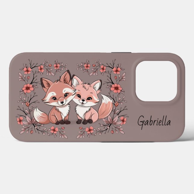 Cute Tecknad Fox Älskare Heart Valentine Day (Baksida (horisontell))