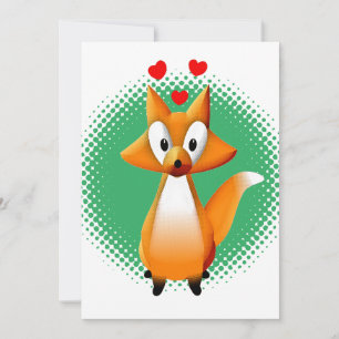 Cute Tecknad Fox Animal Inbjudningar