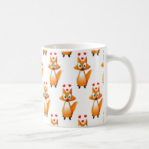 Cute Tecknad Fox Animal Mönster Coffee Mugg
