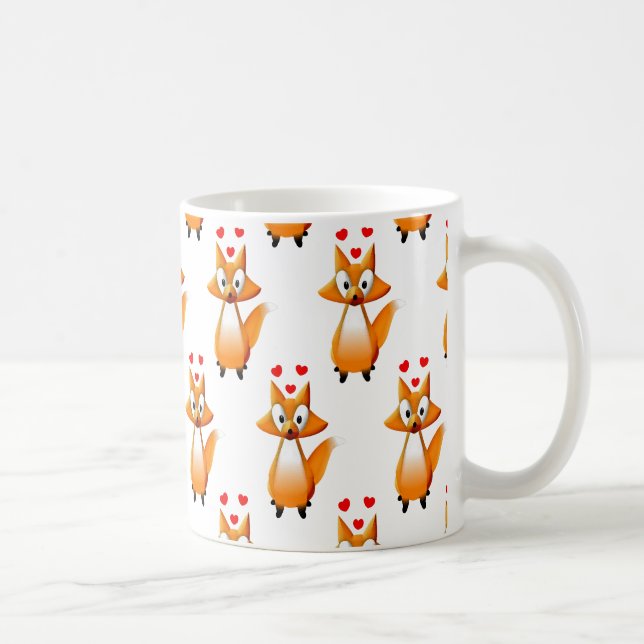 Cute Tecknad Fox Animal Mönster Coffee Mugg (Höger)