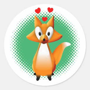 Cute Tecknad Fox Animal Runt Klistermärke