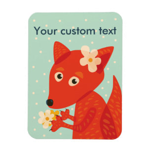 Cute Tecknad Fox Girl Magnet