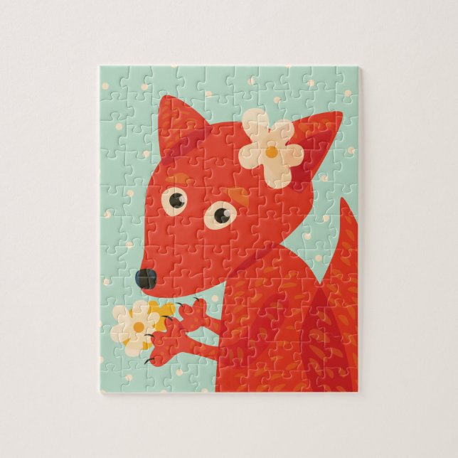 Cute Tecknad Fox Girl Pussel (Vertikal)
