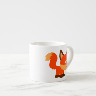Cute Tecknad Fox och Butterfly Espresso Mugg Espressomugg