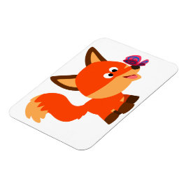 Cute Tecknad Fox och Butterfly Flexible Magnet