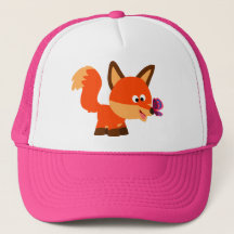 Cute Tecknad Fox och Butterfly Hat