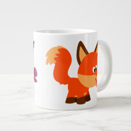 Cute Tecknad Fox och Butterfly Jumbo Mugg
