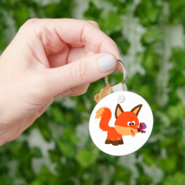 Cute Tecknad Fox och Butterfly Keychain Nyckelring