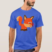 Cute Tecknad Fox och Butterfly T-Shirt