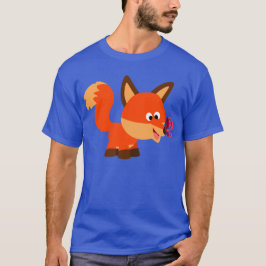Cute Tecknad Fox och Butterfly T-Shirt