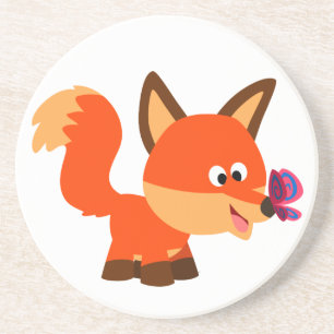 Cute Tecknad Fox och Butterfly Underlägg