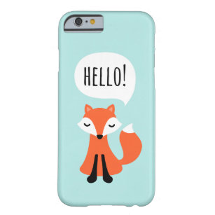 Cute tecknad fox på blå bakgrund som säger hej barely there iPhone 6 fodral