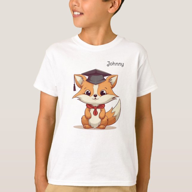 Cute Tecknad Fox Personlig Studenten T Shirt (Framsida)