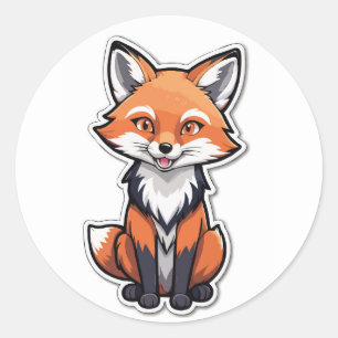 Cute Tecknad Fox Sticker - Wildlife Creator Runt Klistermärke