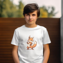 Cute Tecknad Fox T-Shirt: Vacker och vismisk