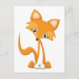 Cute Tecknad Fox Vykort