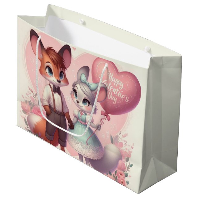 Cute tecknad foxes Alla hjärtans dag (Framsidan Vinklad)