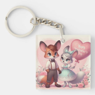 Cute tecknad foxes Alla hjärtans dag