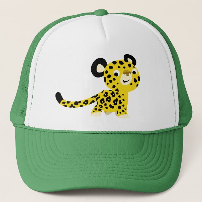 Cute Tecknad Friendly Leopard Hat Truckerkeps (Framsida)