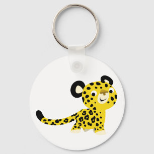 Cute Tecknad Friendly Leopard Keychain Nyckelring