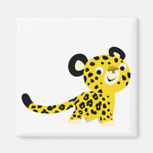 Cute Tecknad Friendly Leopard Magnet