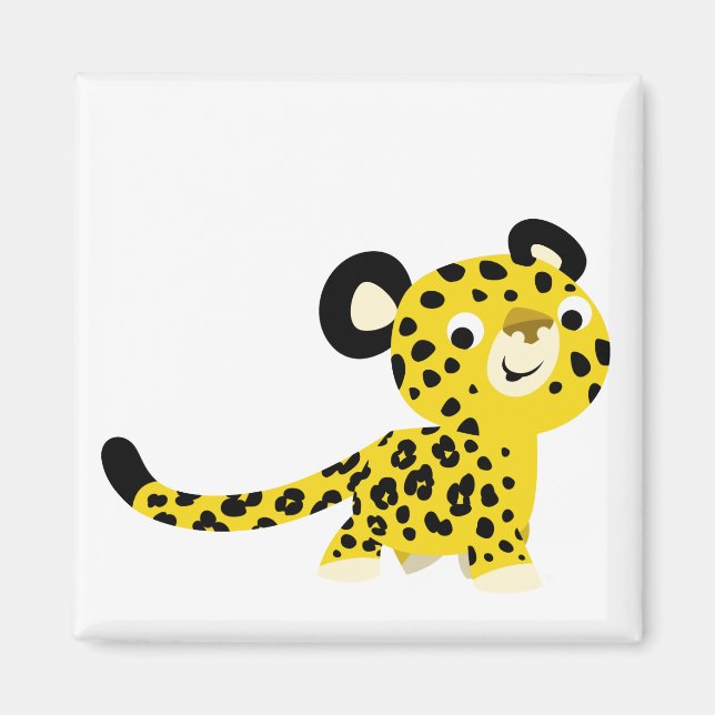 Cute Tecknad Friendly Leopard Magnet (Framsidan)
