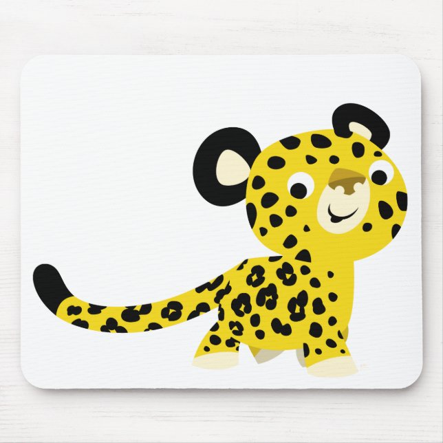 Cute Tecknad Friendly Leopard Mousepad Musmatta (Framsidan)
