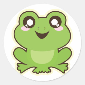 Cute Tecknad Frog Classic Round Sticker Runt Klistermärke