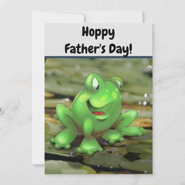 Cute Tecknad Frog Fars dag Card Tack Kort (Framsida)