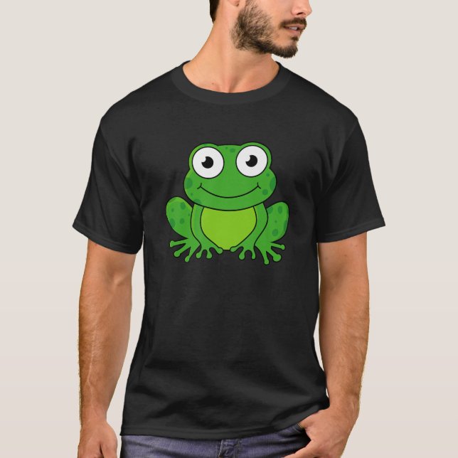 Cute Tecknad Frog Funny Toad Caecilian Croaker Kid T Shirt (Framsida)