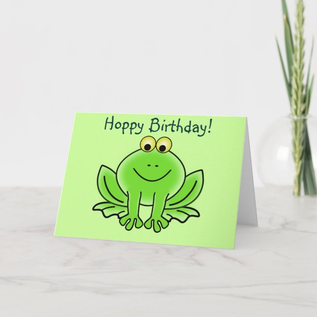 Cute Tecknad Frog Hoppy Birthday Funny Hälsning Kort (Framsida)