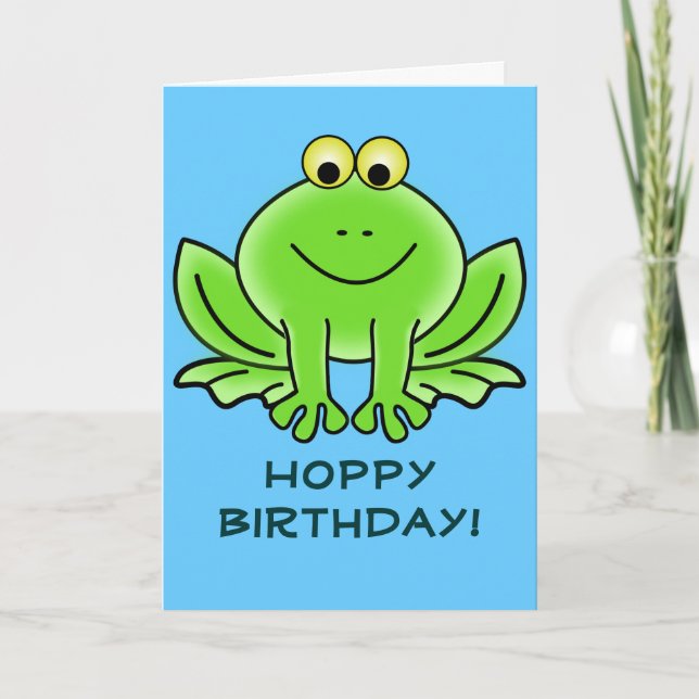 Cute Tecknad Frog Hoppy Birthday Funny Hälsning Kort (Framsida)