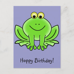 Cute Tecknad Frog Hoppy Birthday Funny Hälsning Vykort